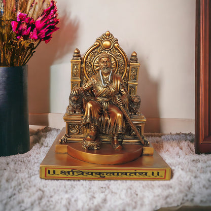 Shivaji Maharaj On Singhasan In Gold by Satgurus
