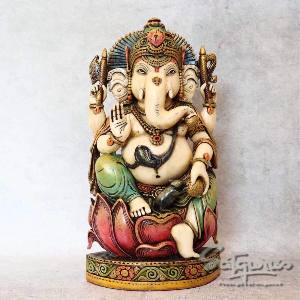 Marble Dust Ganesha Lotus Base By Satguru's