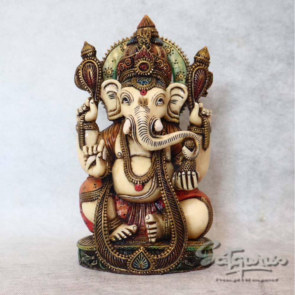 Marble Dust Ganesha With Mala By Satguru's