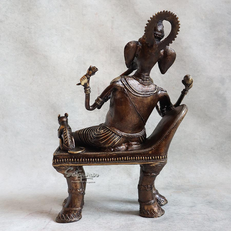 Bell Metal Ganesha On Gaddi By Satguru's