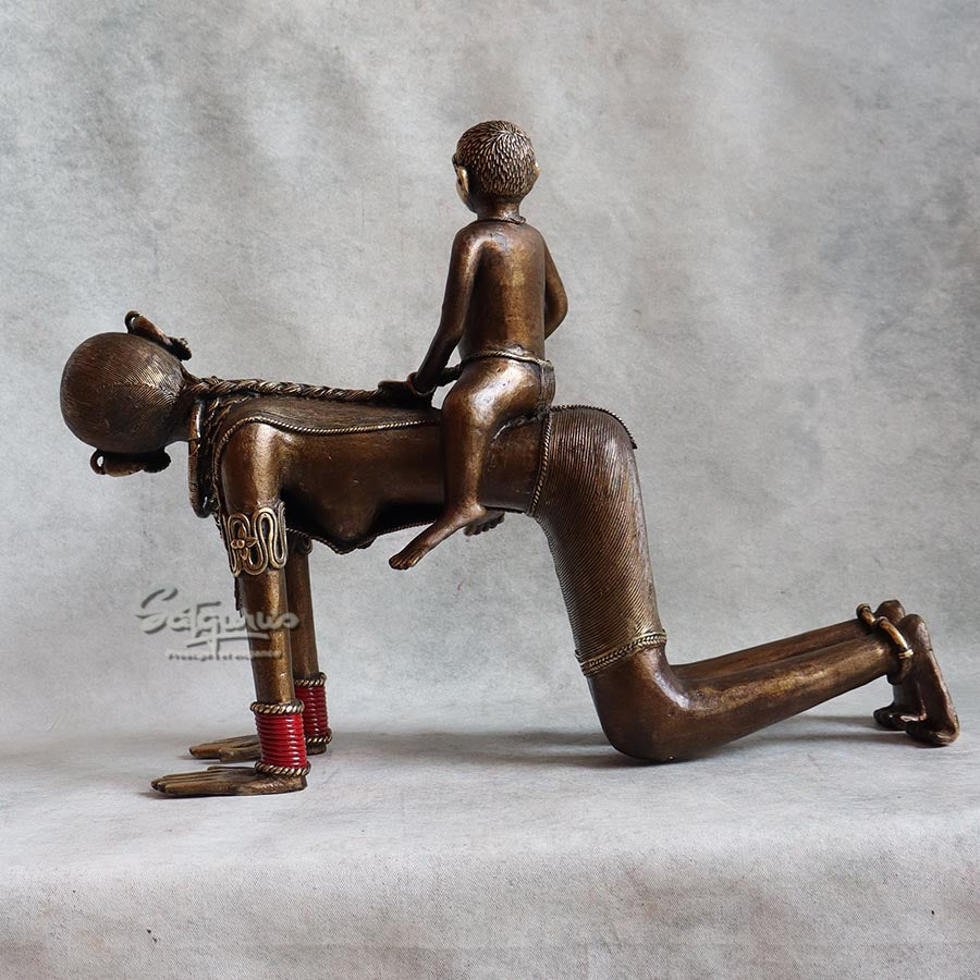 Bell Metal Mother And Child On Back By Satguru's