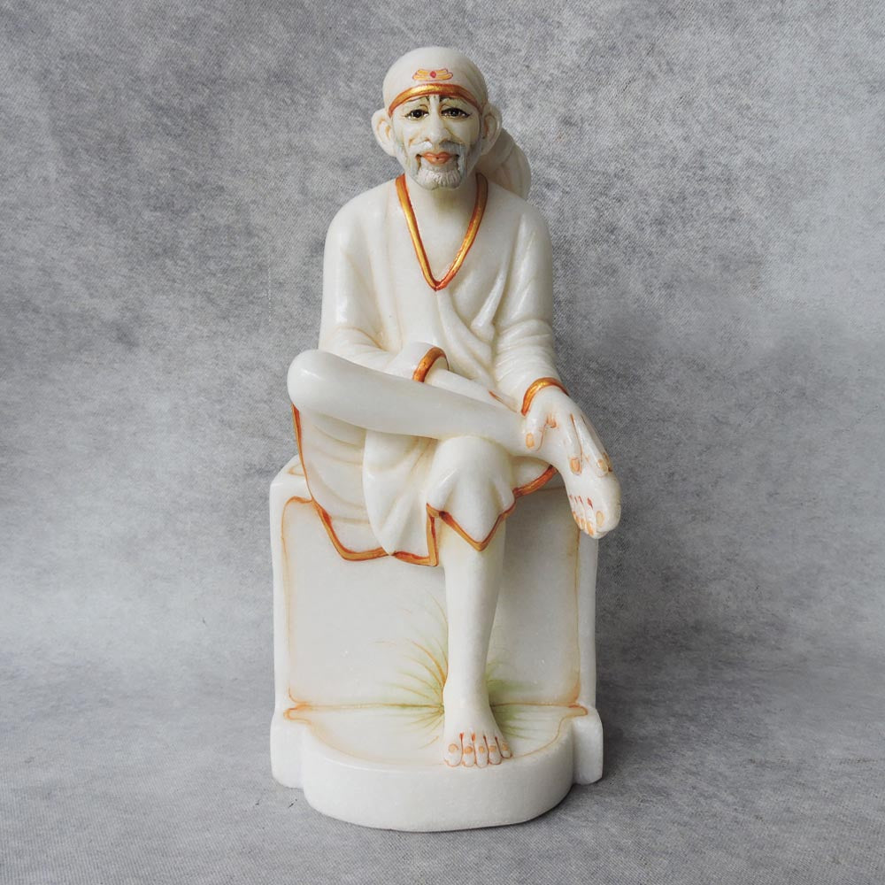 Marble Saibaba Sitting by Satgurus