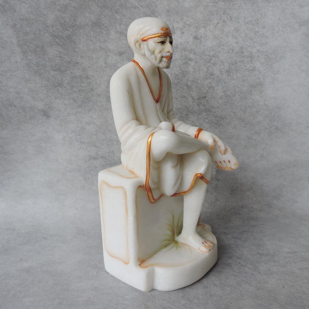 Marble Saibaba Sitting by Satgurus