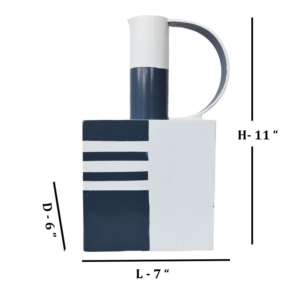 Box Handle Blue Line Vase - By Satgurus