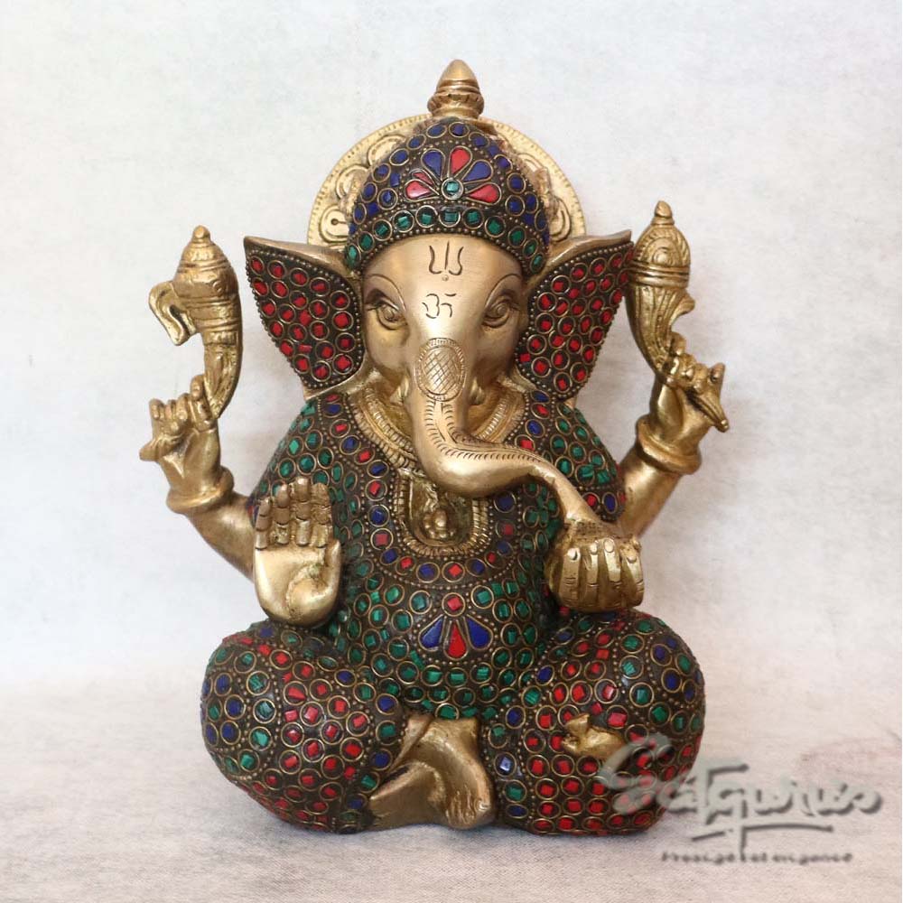 Brass Crown Ganesha ( small ) By Satguru's