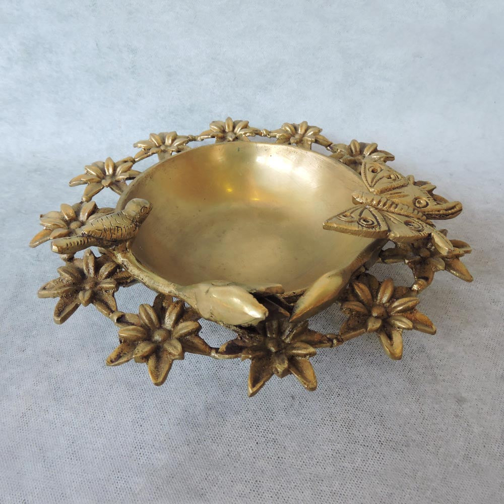 Gold Metal Flower Urli by Satgurus