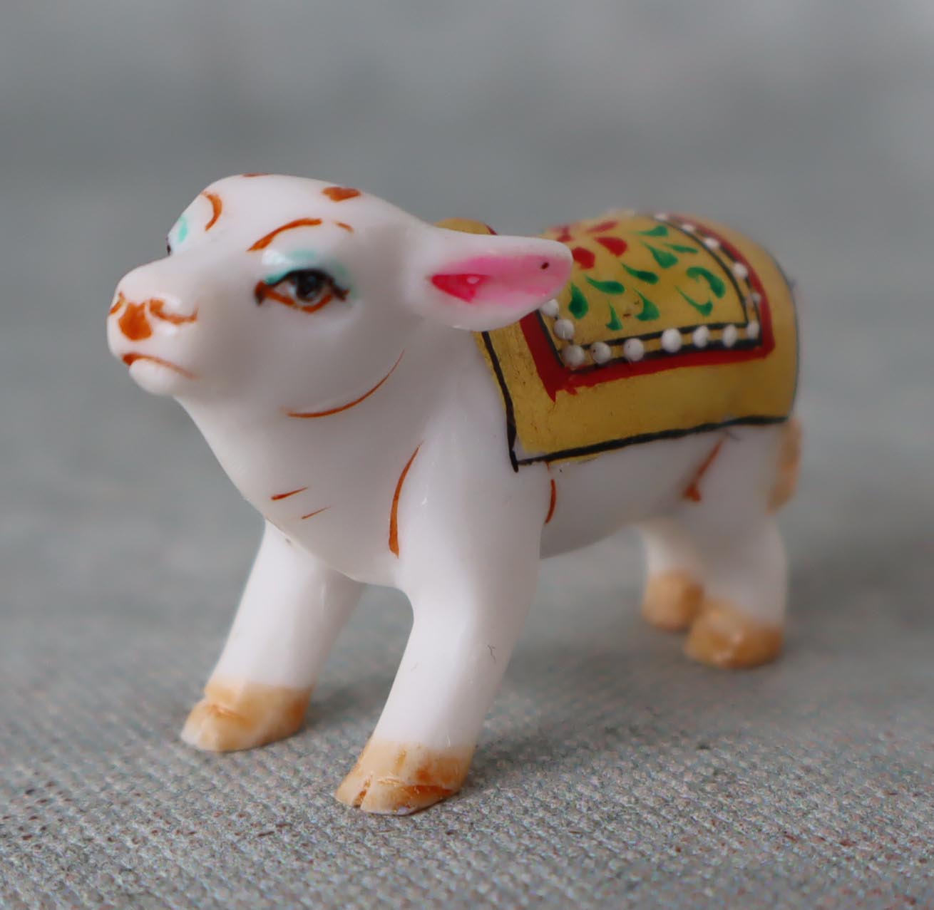 Kamdhenu Cow & Calf With Meenakri Work by Satgurus