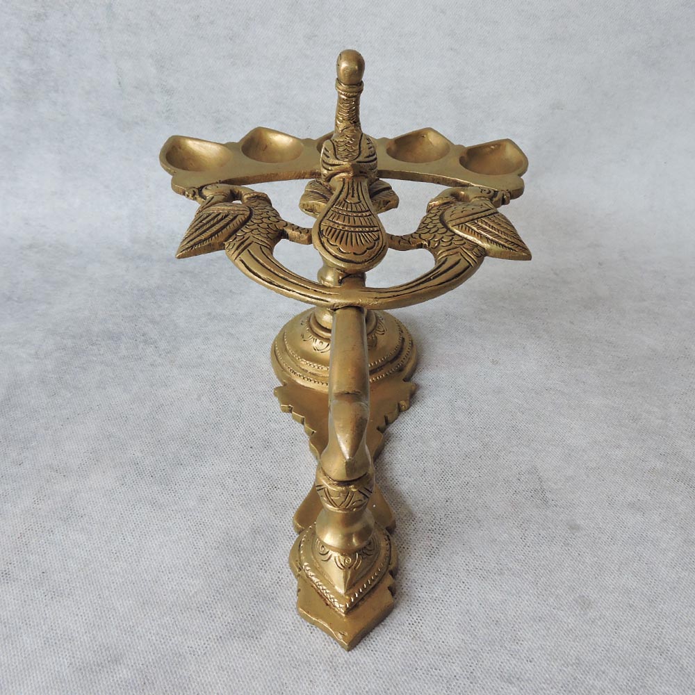 Brass Peacock Hand Diya By Satgurus