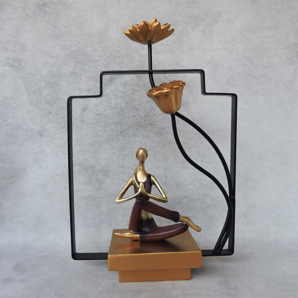 Yoga Lady On A Base With Lotus On It - A by Satgurus