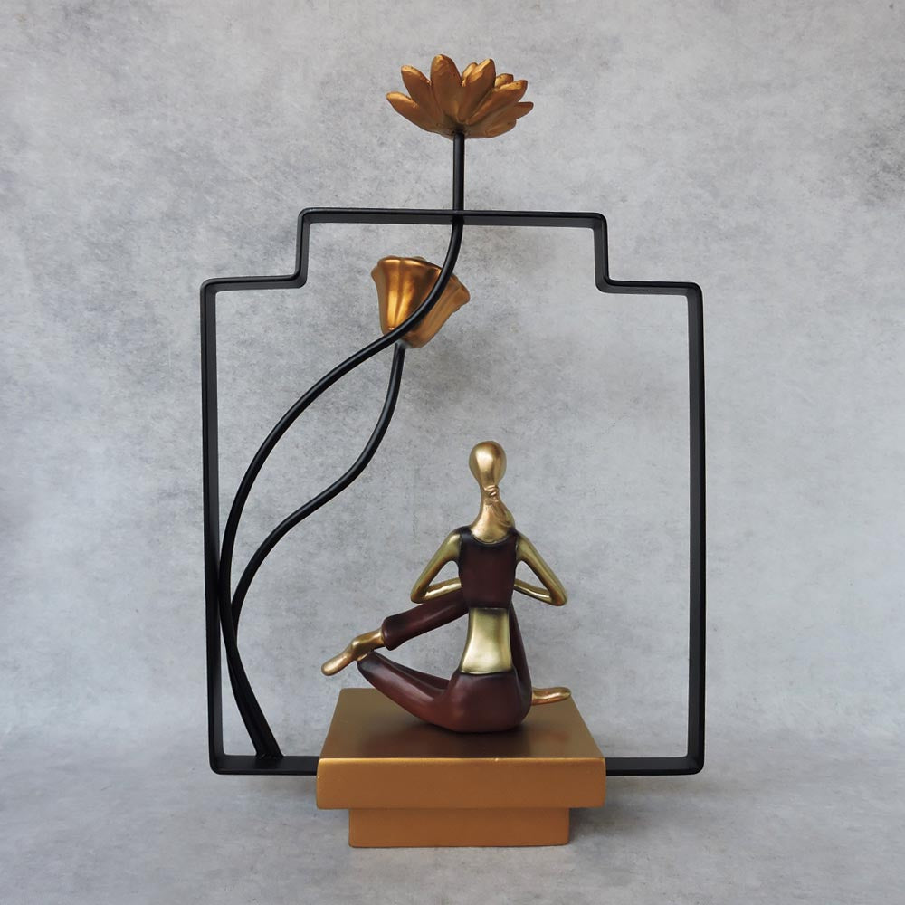 Yoga Lady On A Base With Lotus On It - A by Satgurus
