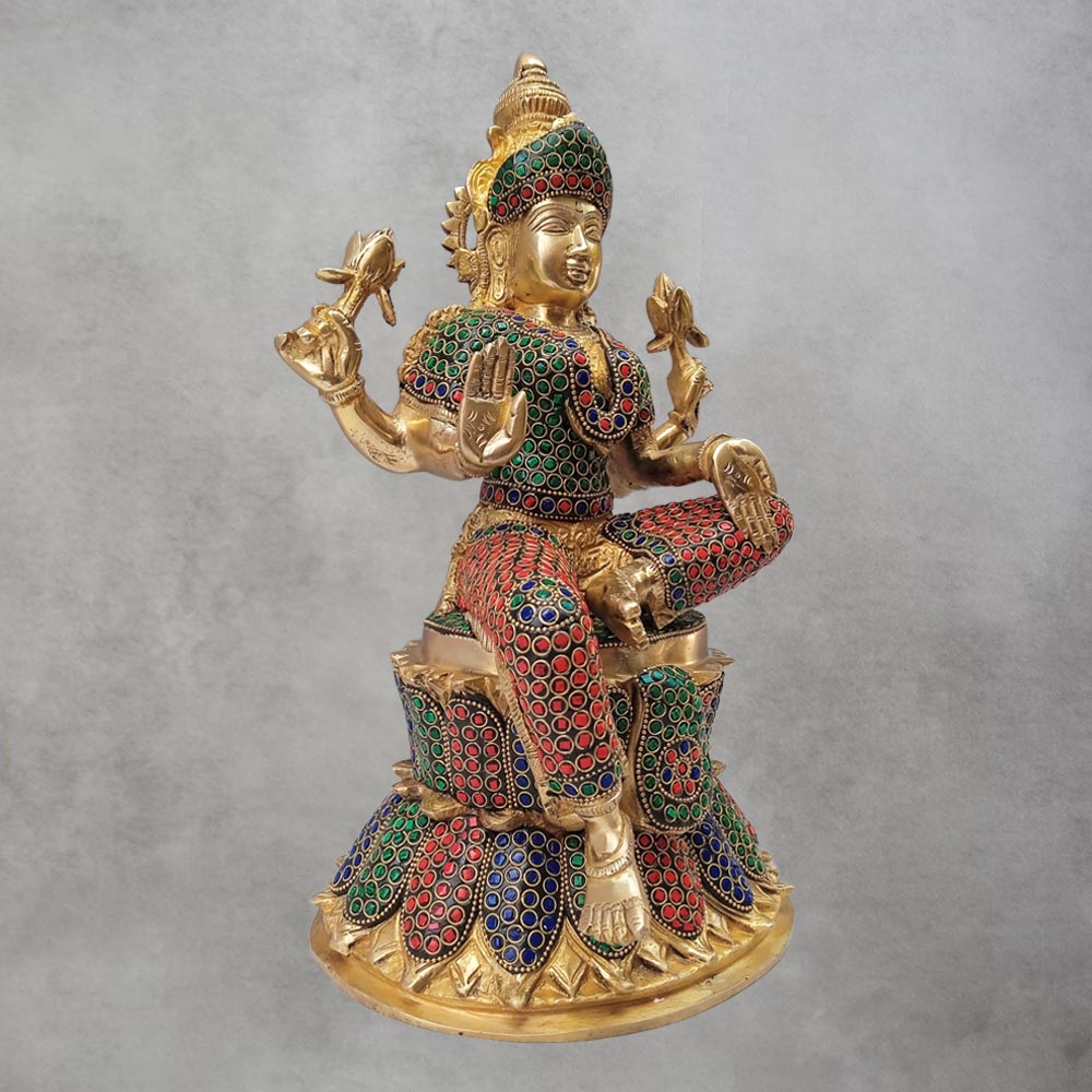 Brass Laxmi On Lotus by Satgurus