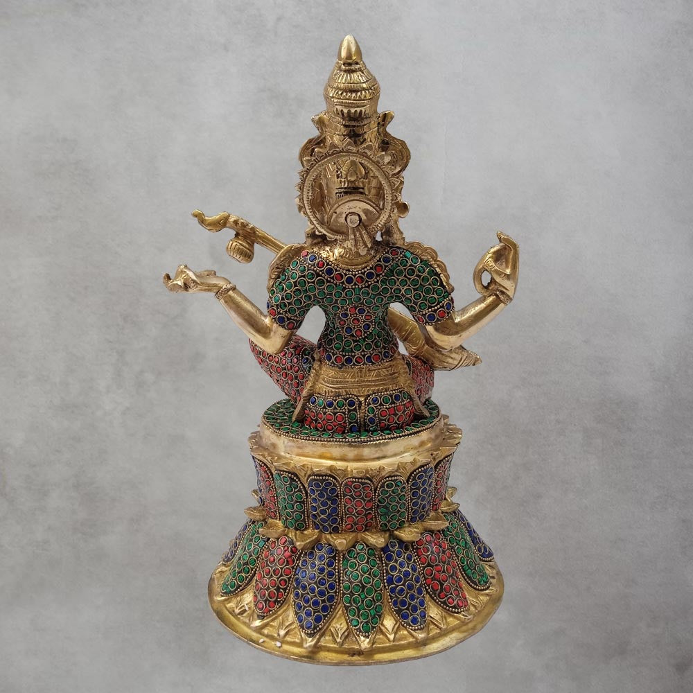 Brass Saraswati On Lotus by Satgurus