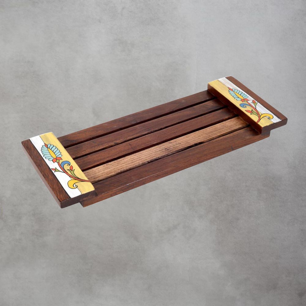 Leaf Patterns Stripped Serving Tray by Satgurus