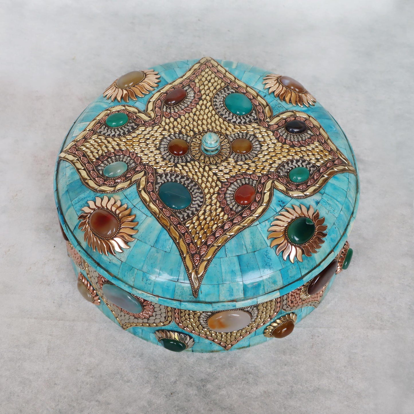 Tortilla Box With Stone Work / Blue by Satgurus