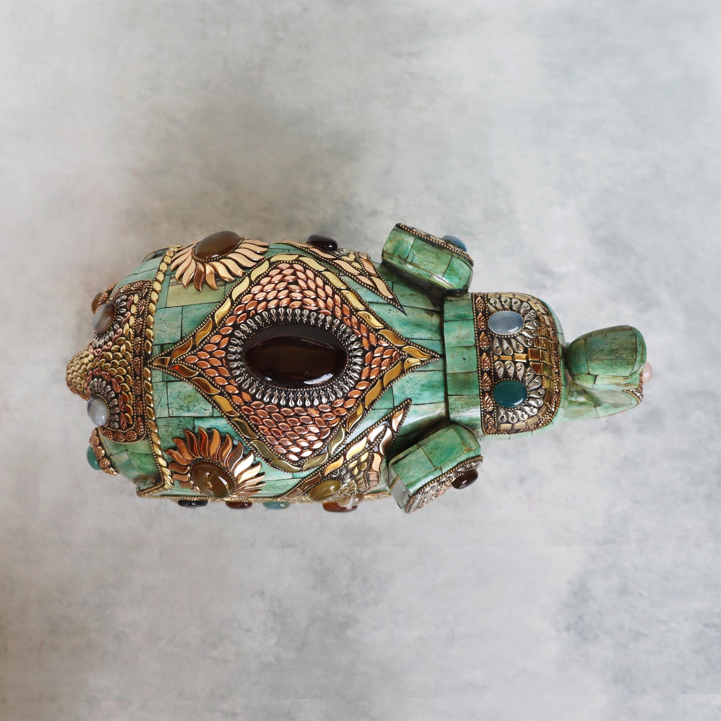 Elephant With Stone Work / Green by Satgurus