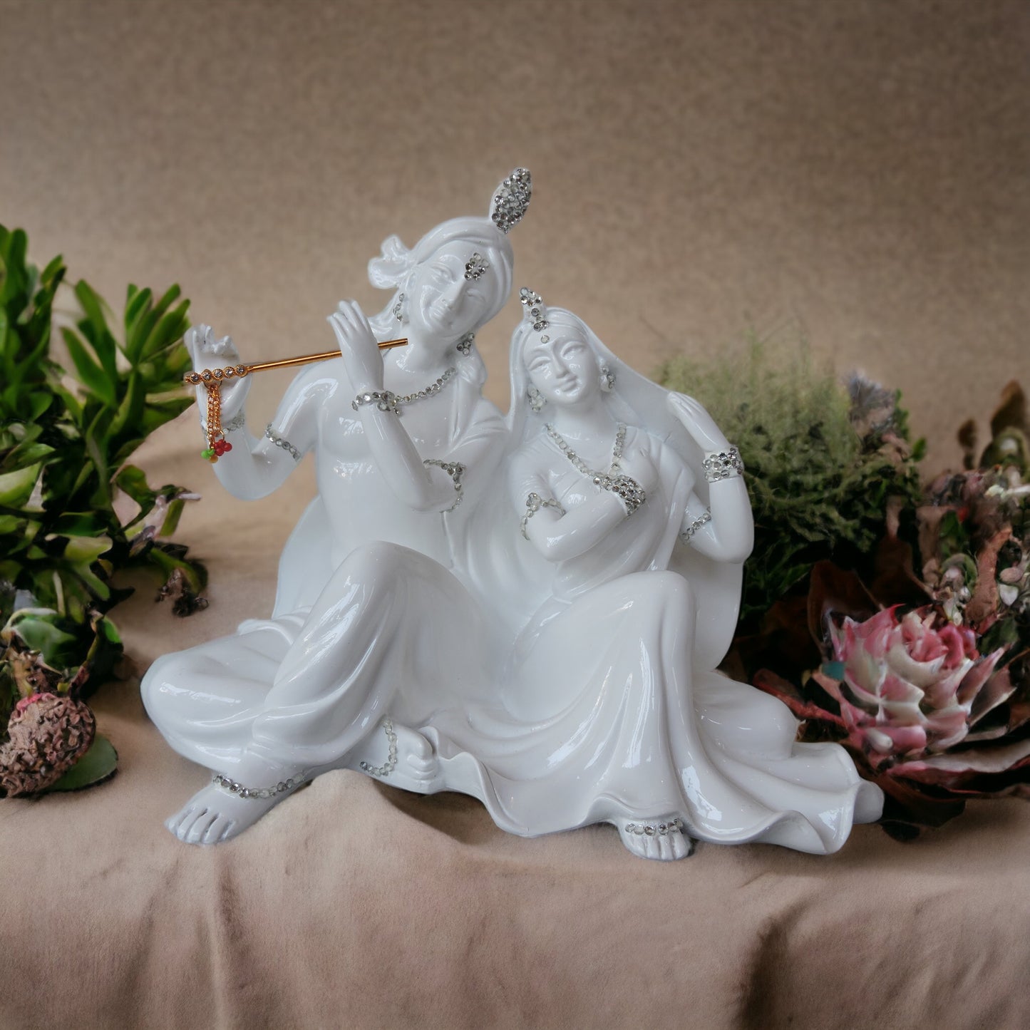 Radha Krishna In White Finish by Satgurus
