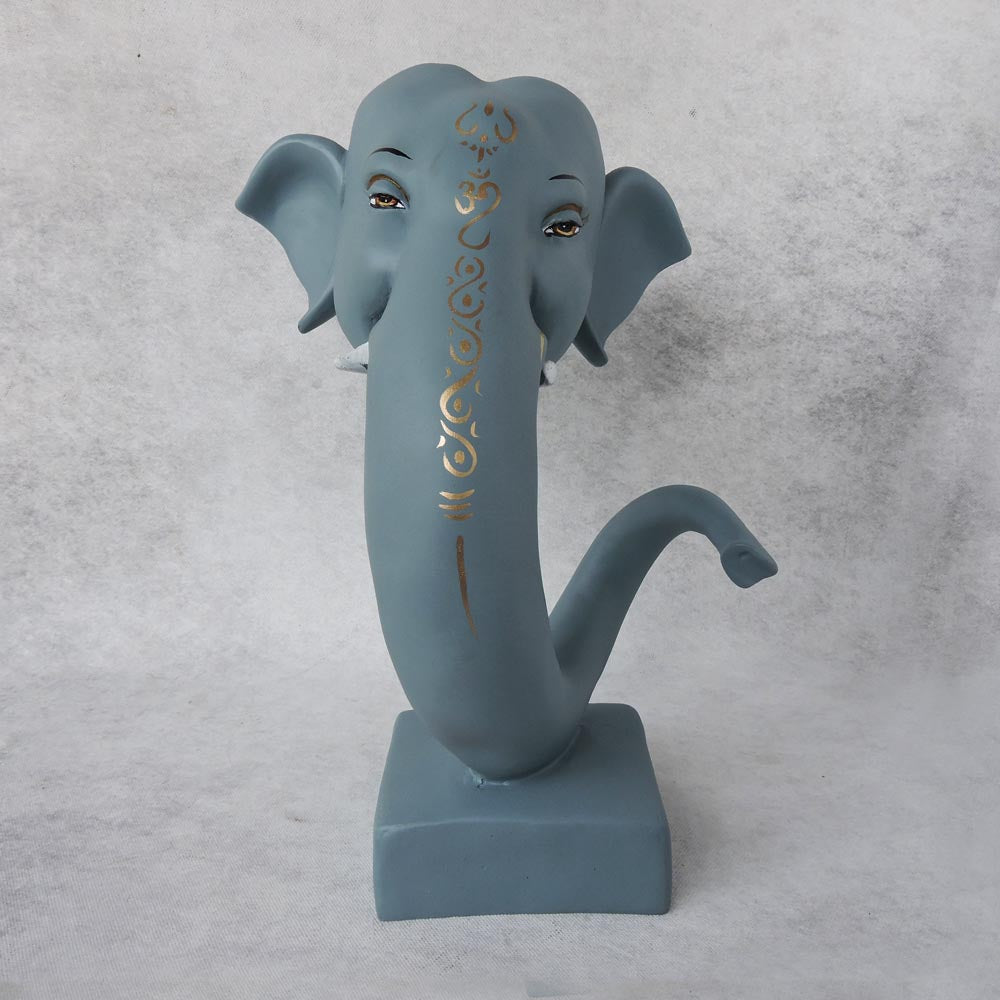 Ganesha Face Trunk On Base / Slate Blue by Satgurus