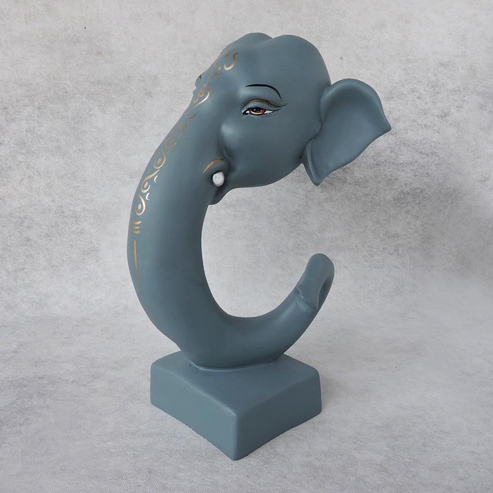 Ganesha Face Trunk On Base / Slate Blue by Satgurus