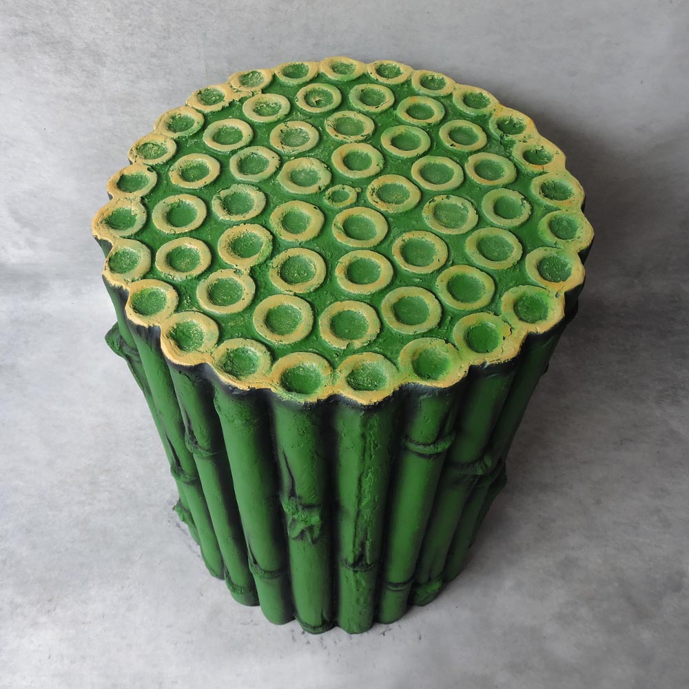 Bamboo Finish Stool / Green by Satgurus