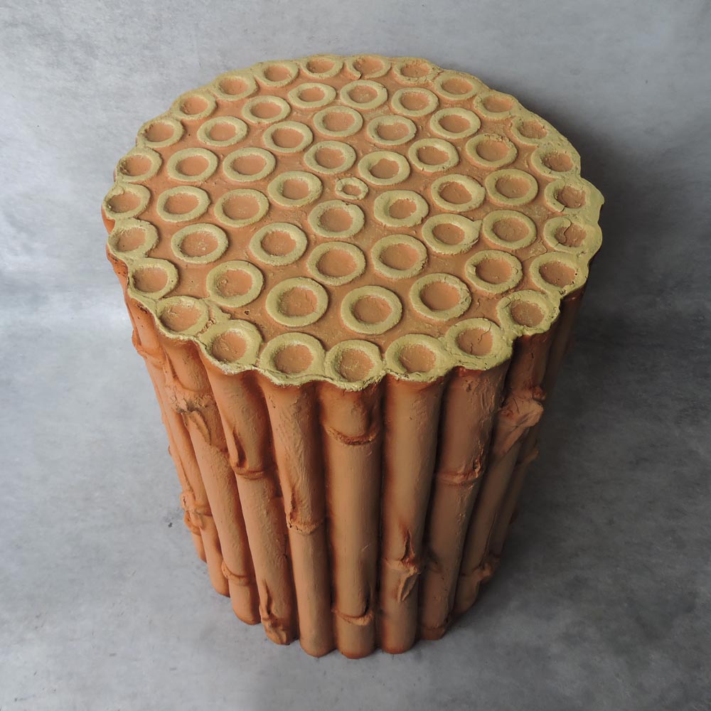 Bamboo Finish Stool / Beige Brown by Satgurus