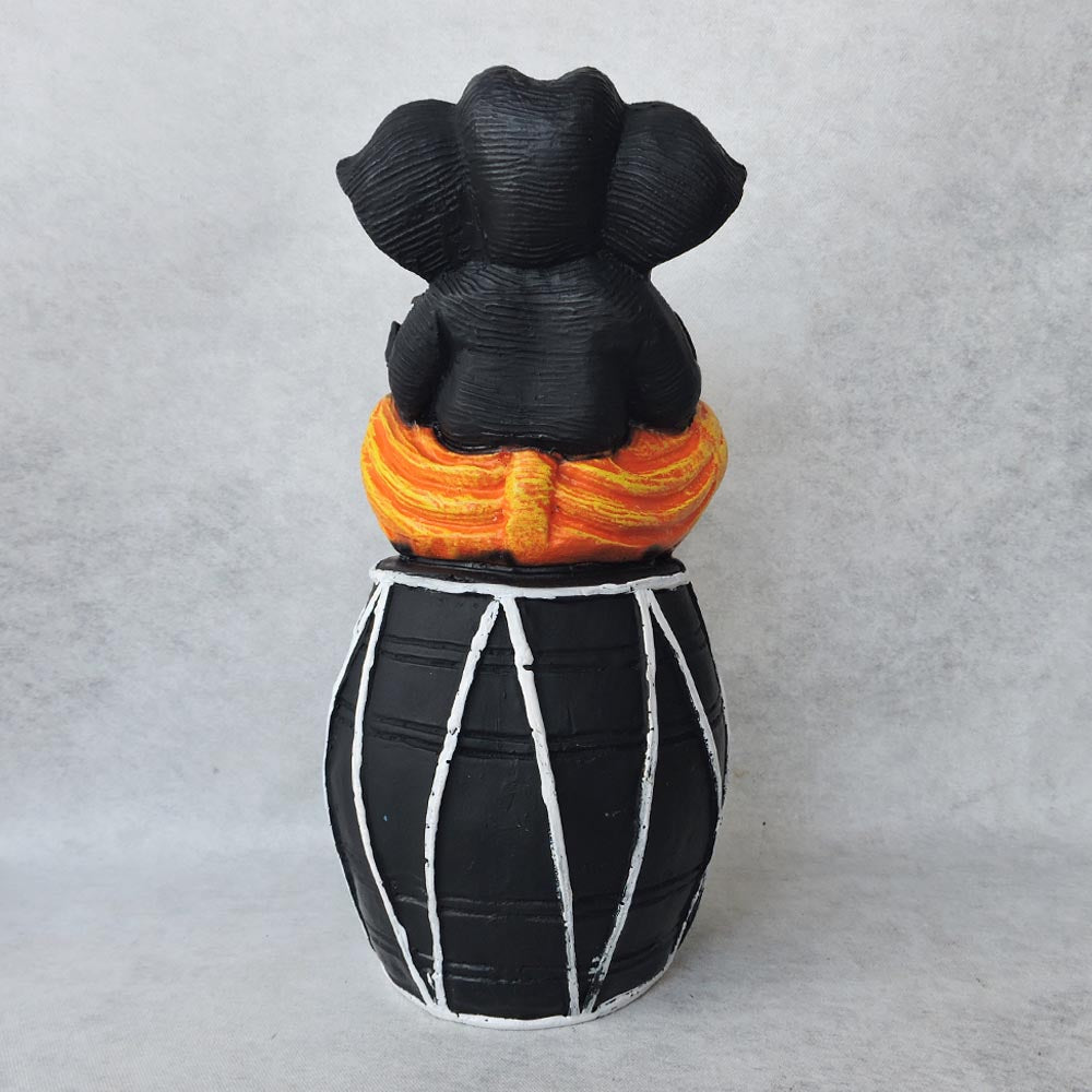 Ganesha On Dholak / Orange & Black Finish by Satgurus