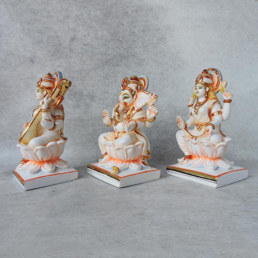Ganesh Laxmi Saraswati Sitting On Lotus by Satgurus