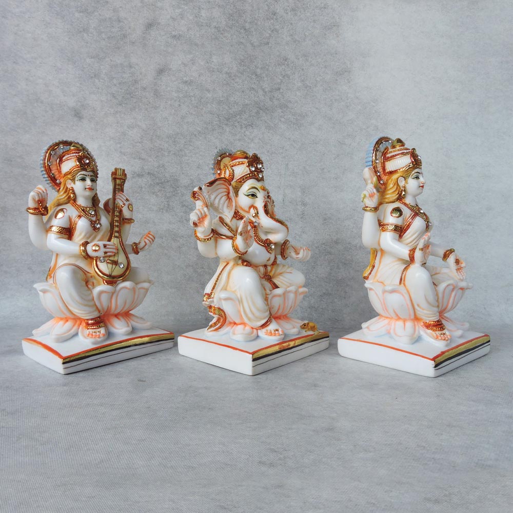 Ganesh Laxmi Saraswati Sitting On Lotus by Satgurus