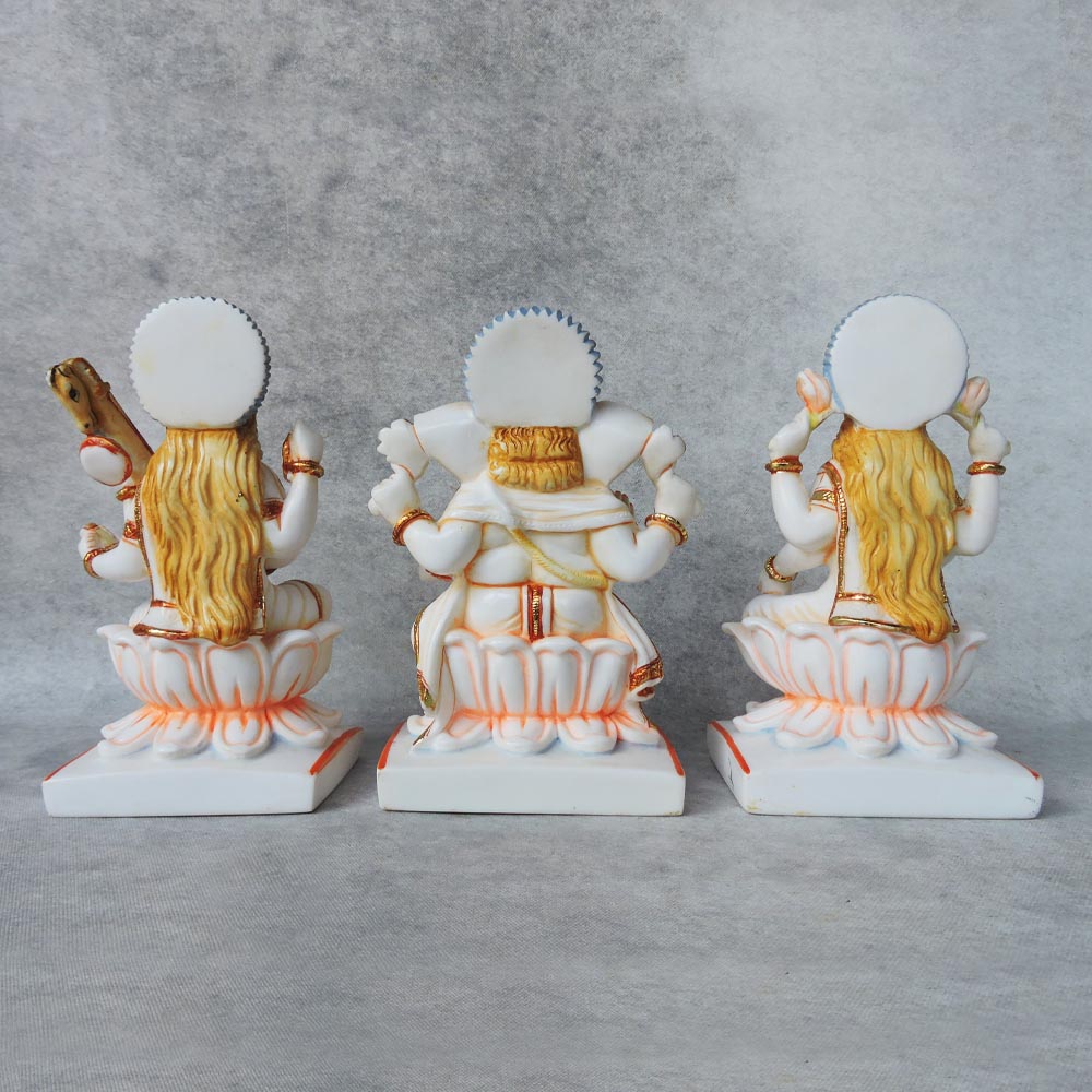 Ganesh Laxmi Saraswati Sitting On Lotus by Satgurus