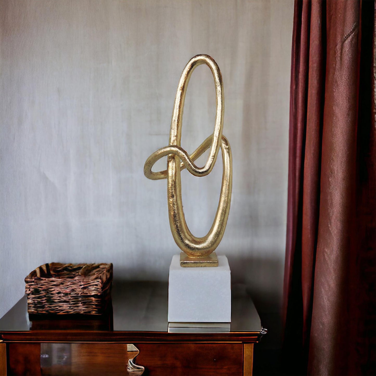 Tangled Gold Wire On Marble Base / Small by Satgurus