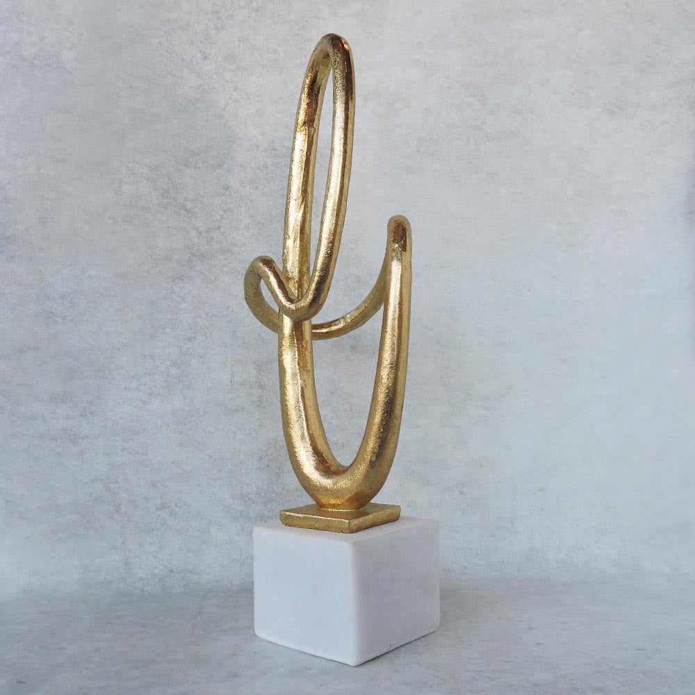 Tangled Gold Wire On Marble Base / Small by Satgurus