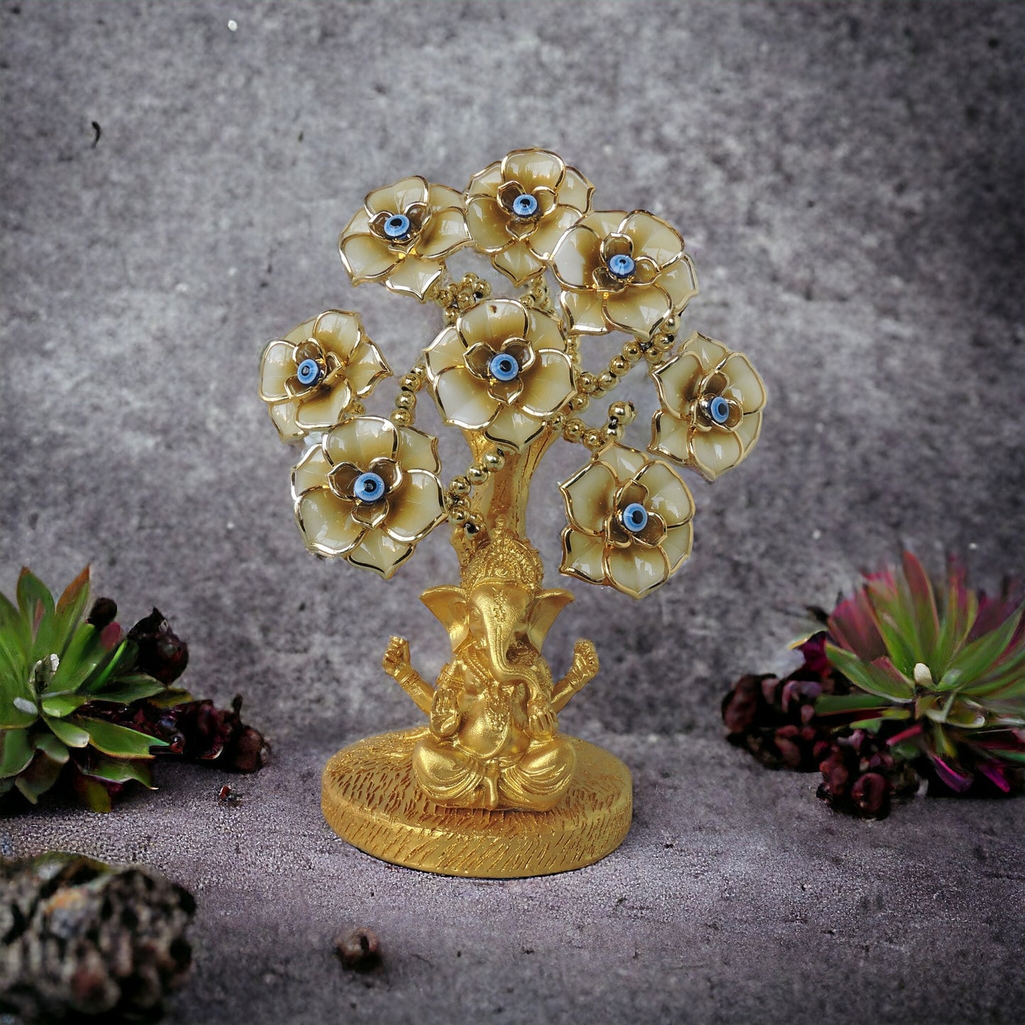 Ganesha With Evil Eye Tree / Gold by Satgurus