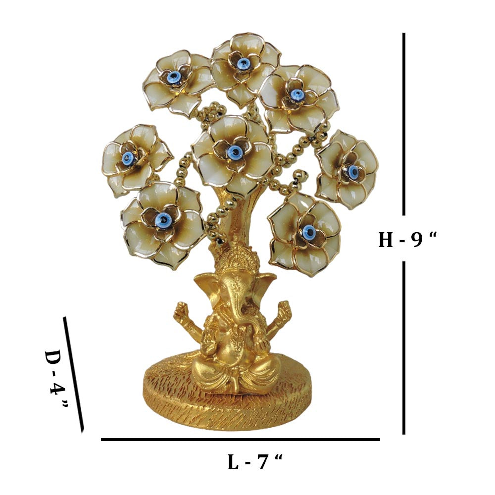 Ganesha With Evil Eye Tree / Gold by Satgurus