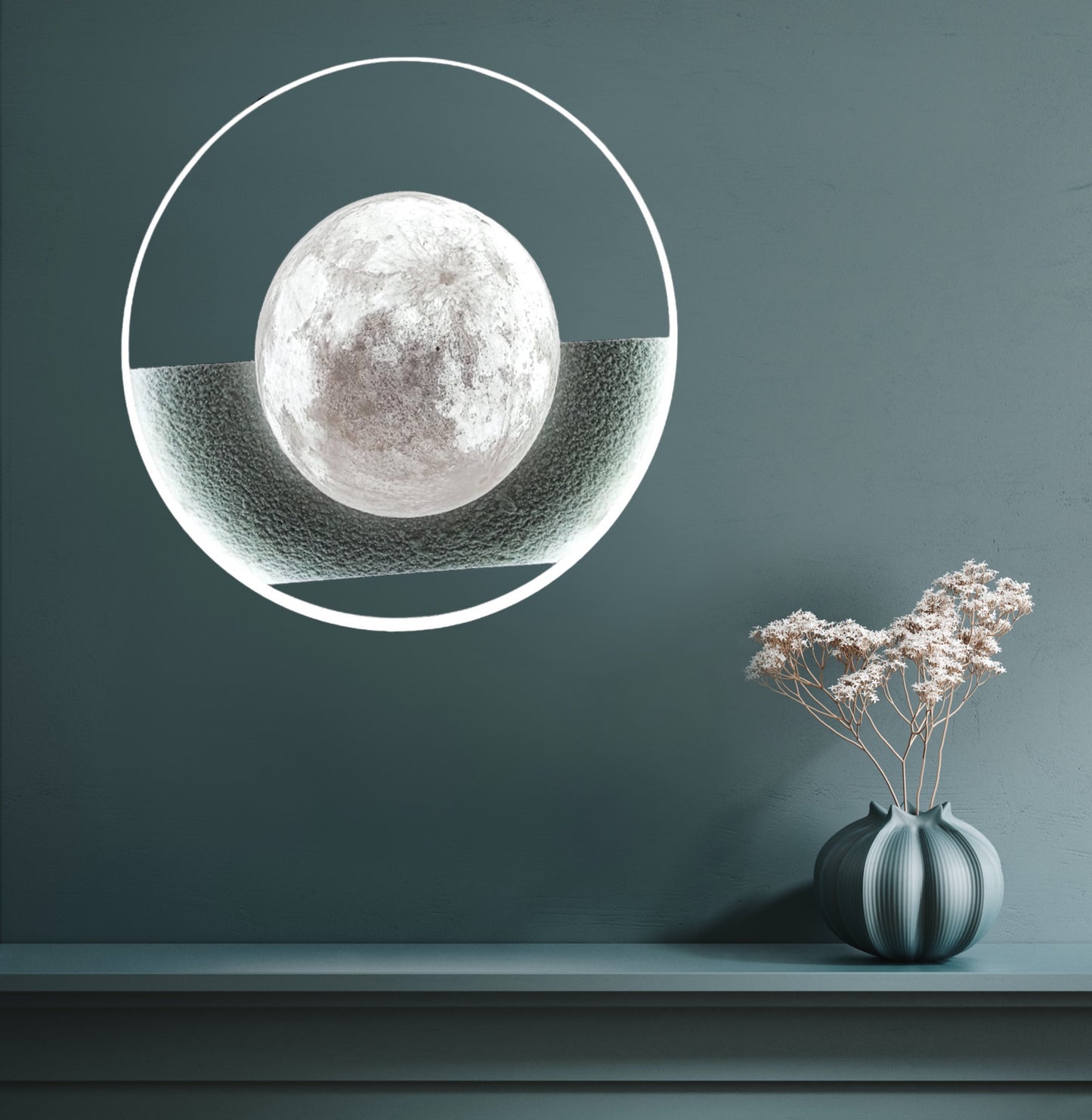 White Back Full Moon Wall Art by Satgurus