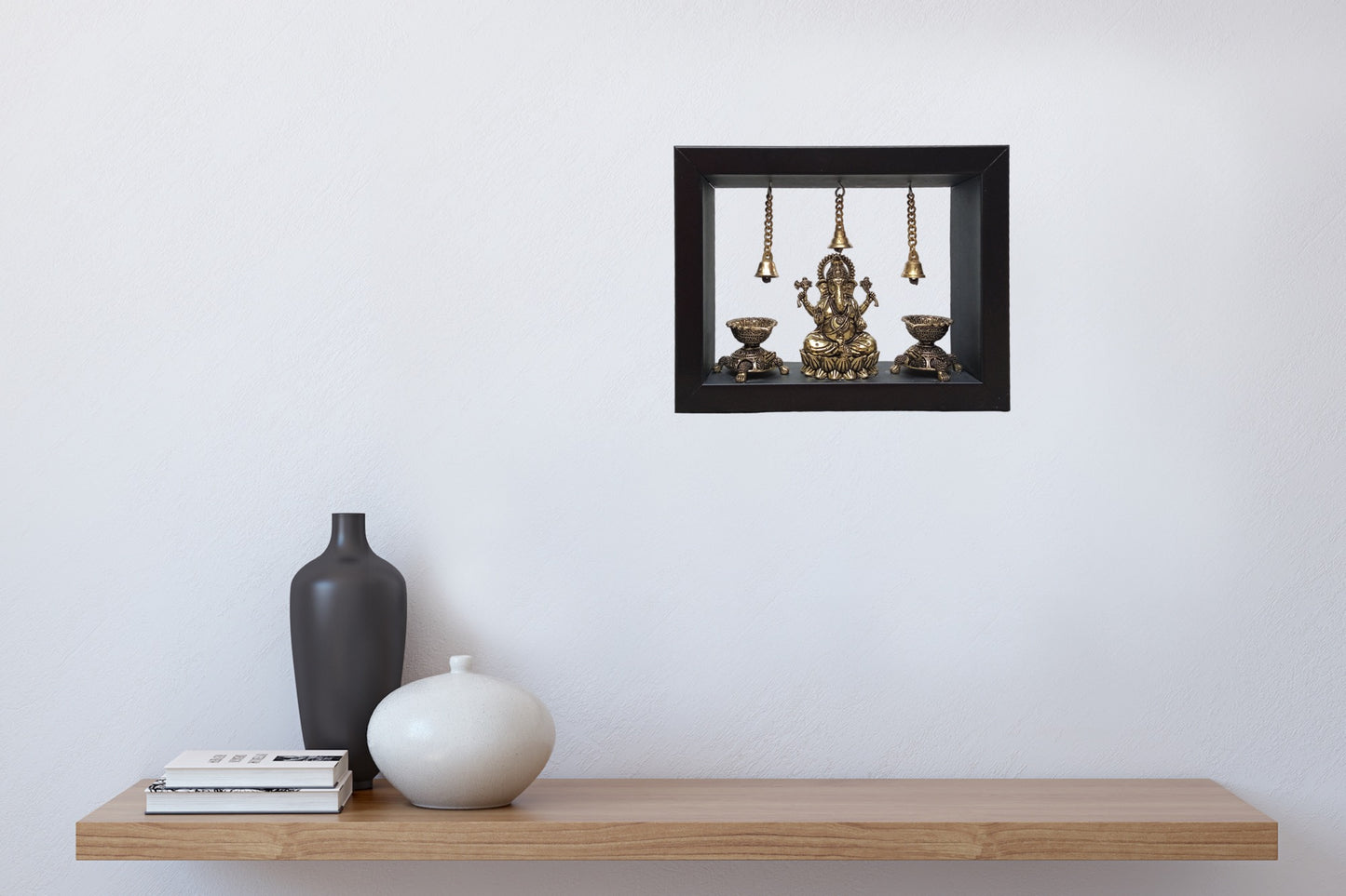 Ashtadhatu Ganesha With Tortoise Diya In Frame by Satgurus