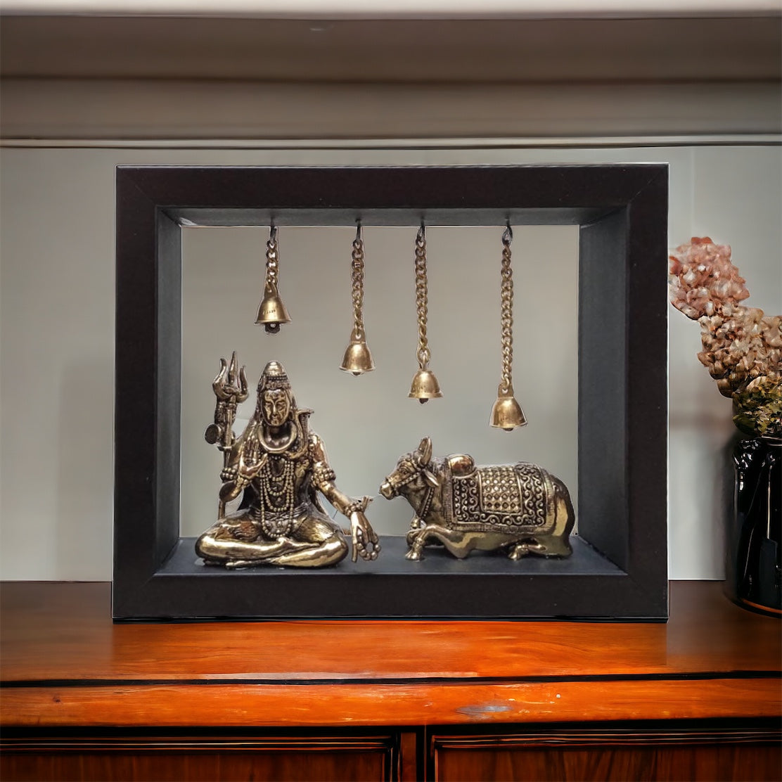 Ashtadhatu Shiva With Nandi In Frame by Satgurs