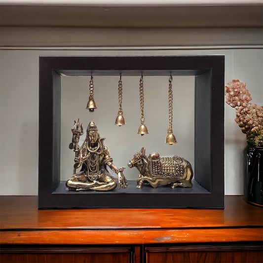 Ashtadhatu Shiva With Nandi In Frame by Satgurs