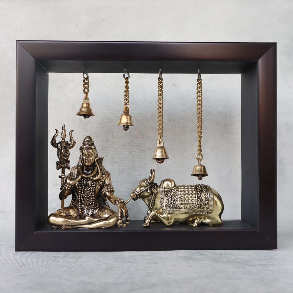 Ashtadhatu Shiva With Nandi In Frame by Satgurs