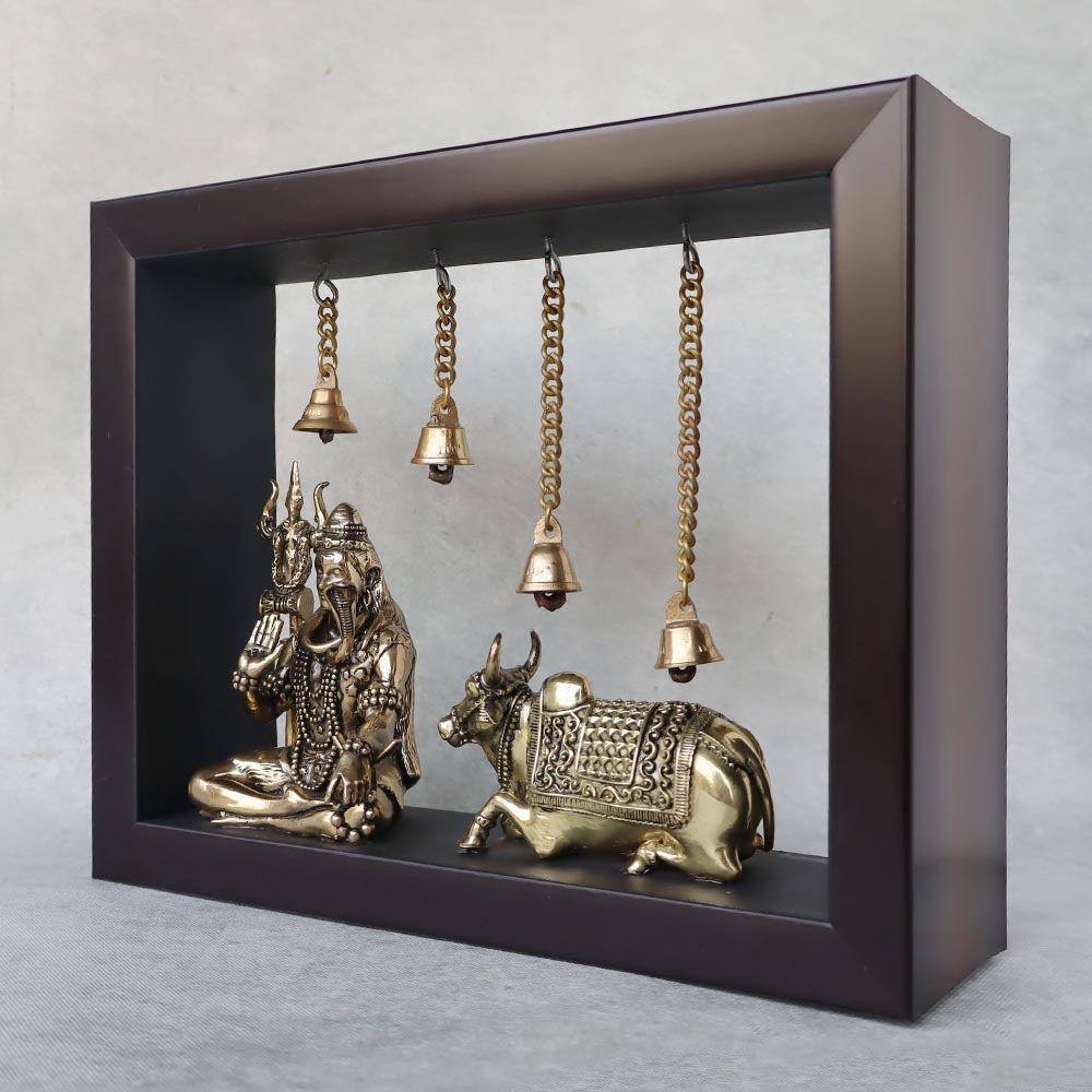 Ashtadhatu Shiva With Nandi In Frame by Satgurs