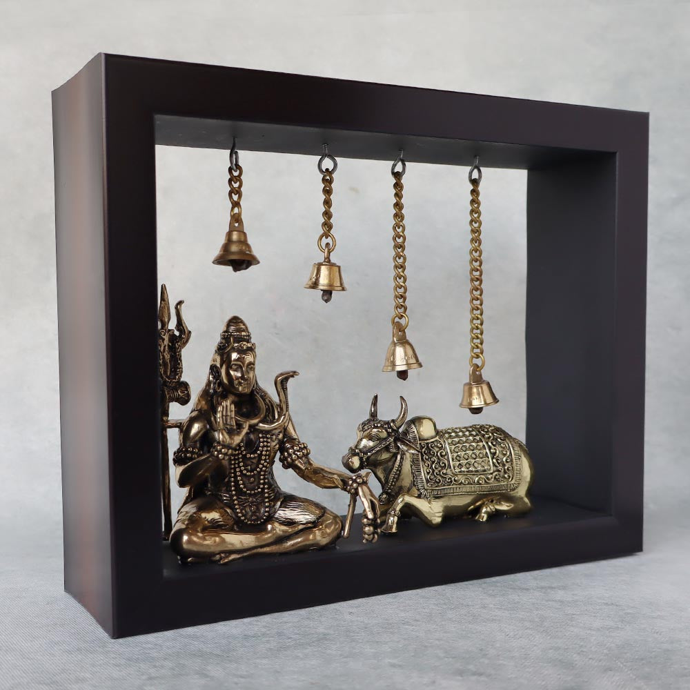 Ashtadhatu Shiva With Nandi In Frame by Satgurs