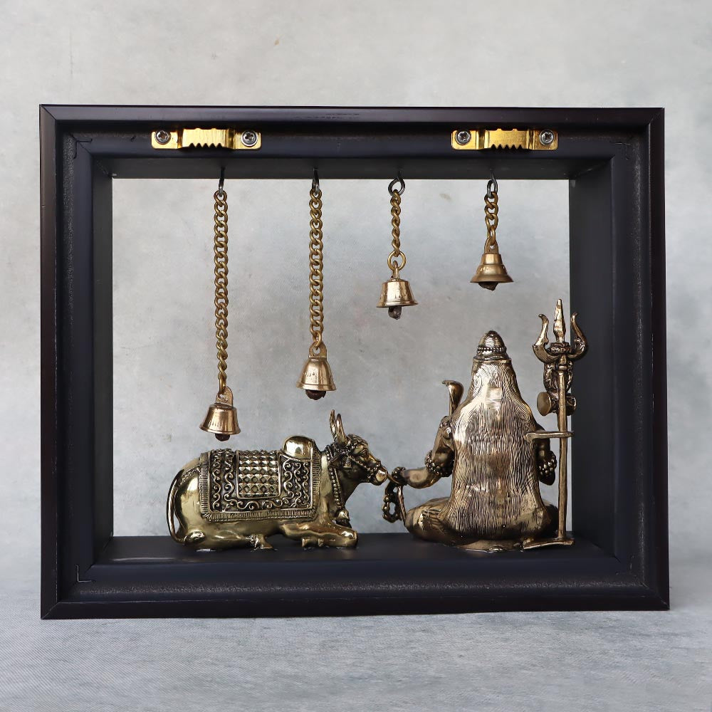 Ashtadhatu Shiva With Nandi In Frame by Satgurs