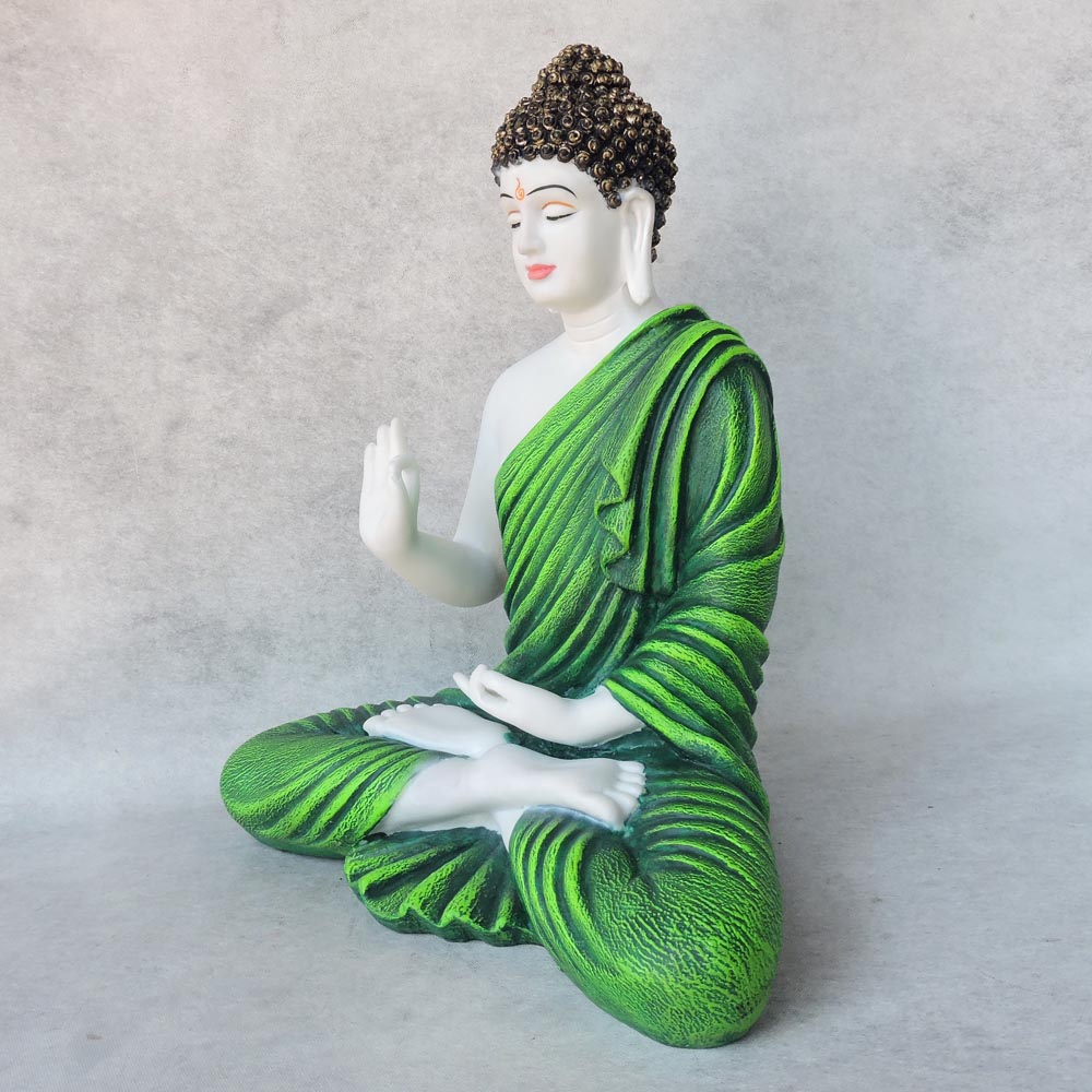 Mudra Buddha In Green Finish by Satgurus
