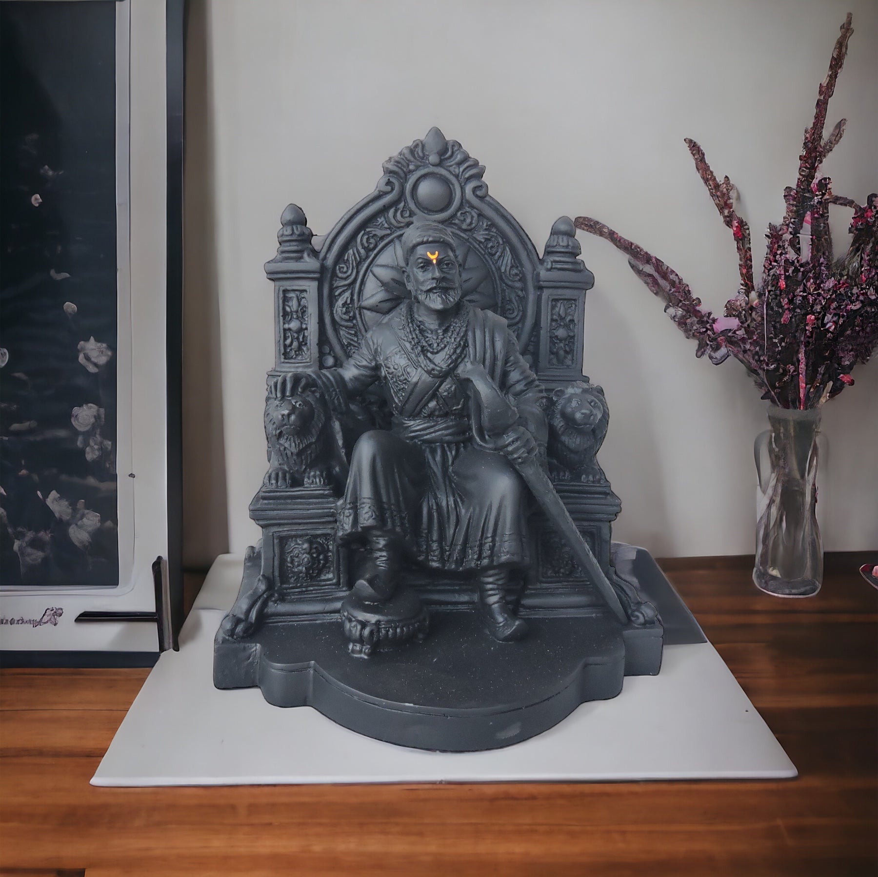 Shivaji Maharaj On Singhasan In Black by Satgurus