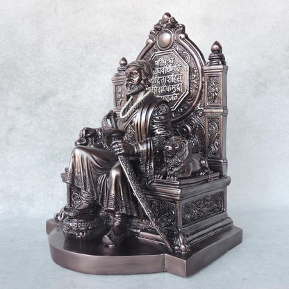 Shivaji Maharaj On Singhasan In Metalic Finish by Satgurus