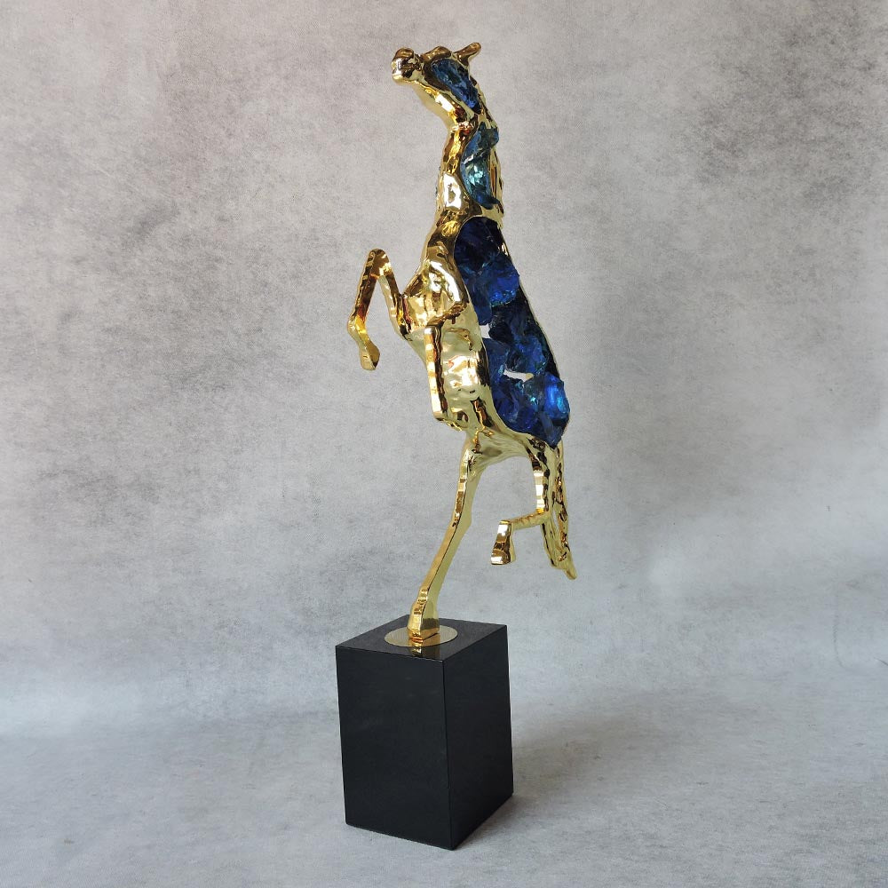 Metal With Blue Stone Horse Art by Satgurus