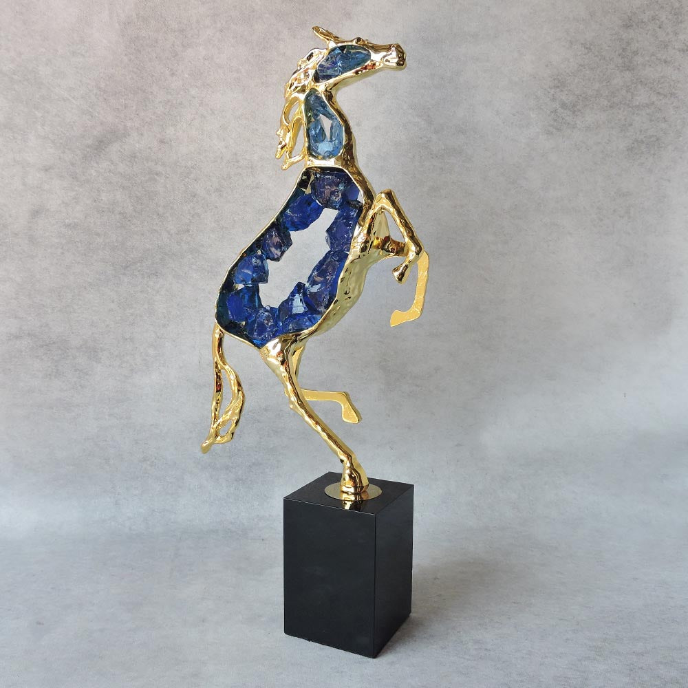 Metal With Blue Stone Horse Art by Satgurus