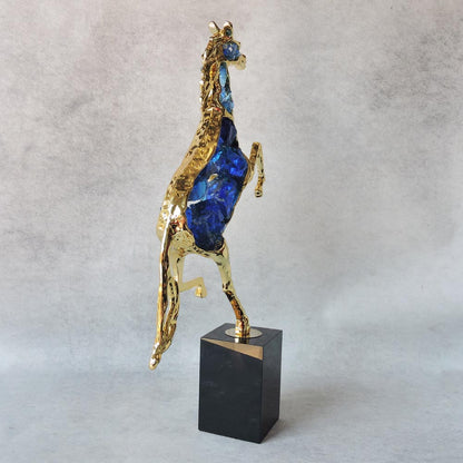 Metal With Blue Stone Horse Art by Satgurus