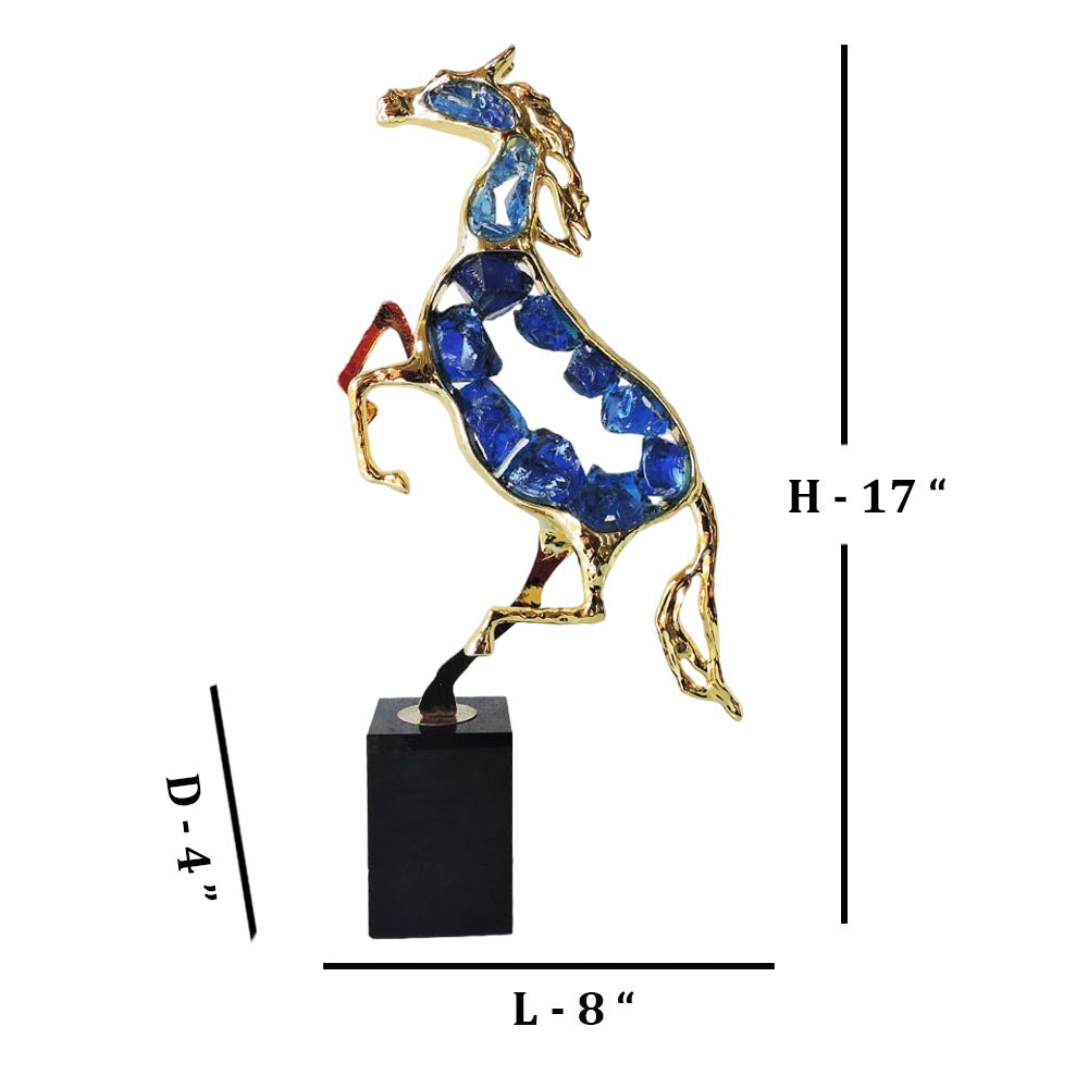 Metal With Blue Stone Horse Art by Satgurus