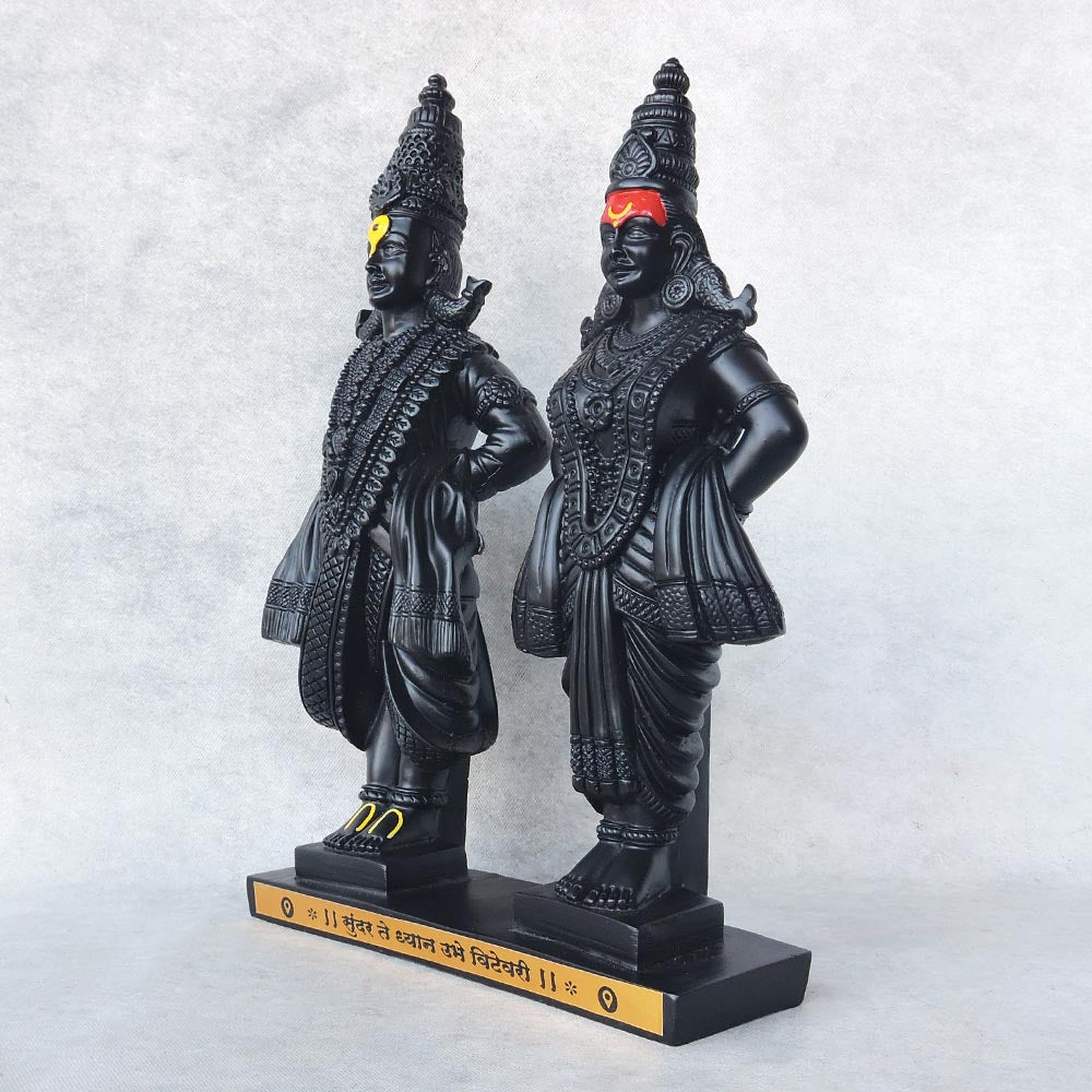 Vitthal Rukmini On Base In Black Finish by Satgurus