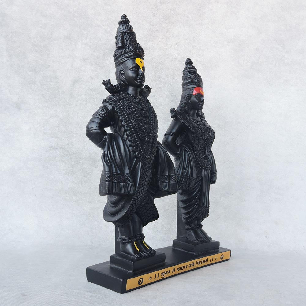 Vitthal Rukmini On Base In Black Finish by Satgurus