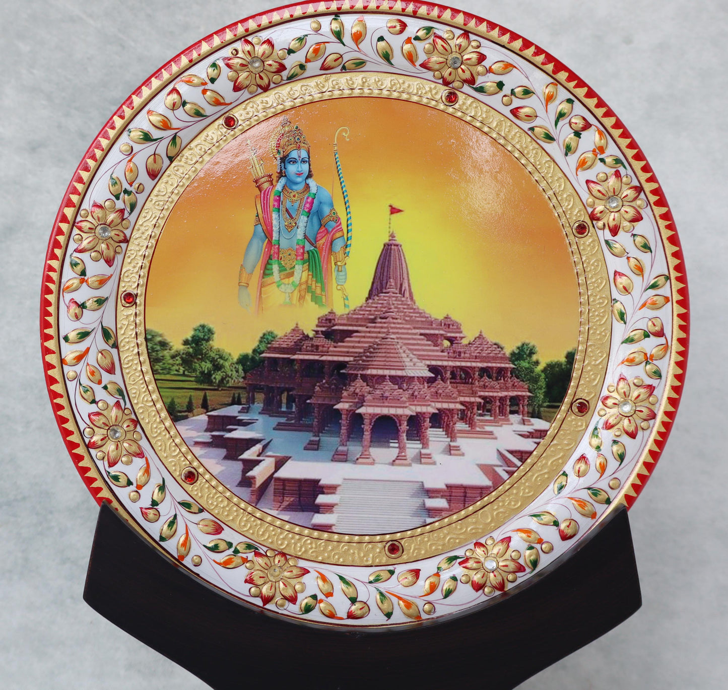 Ayodha Temple Painted On Plate by Satgurus
